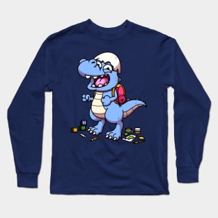 Baby Dinosaur Going To Preschool Long Sleeve T-Shirt